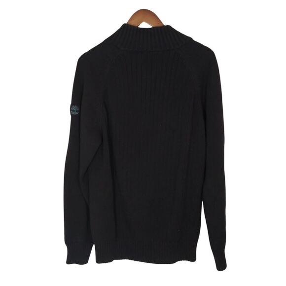 Timberland Black Quarter Zip Pullover Knit Sweater Sz Large - Picture 2 of 6